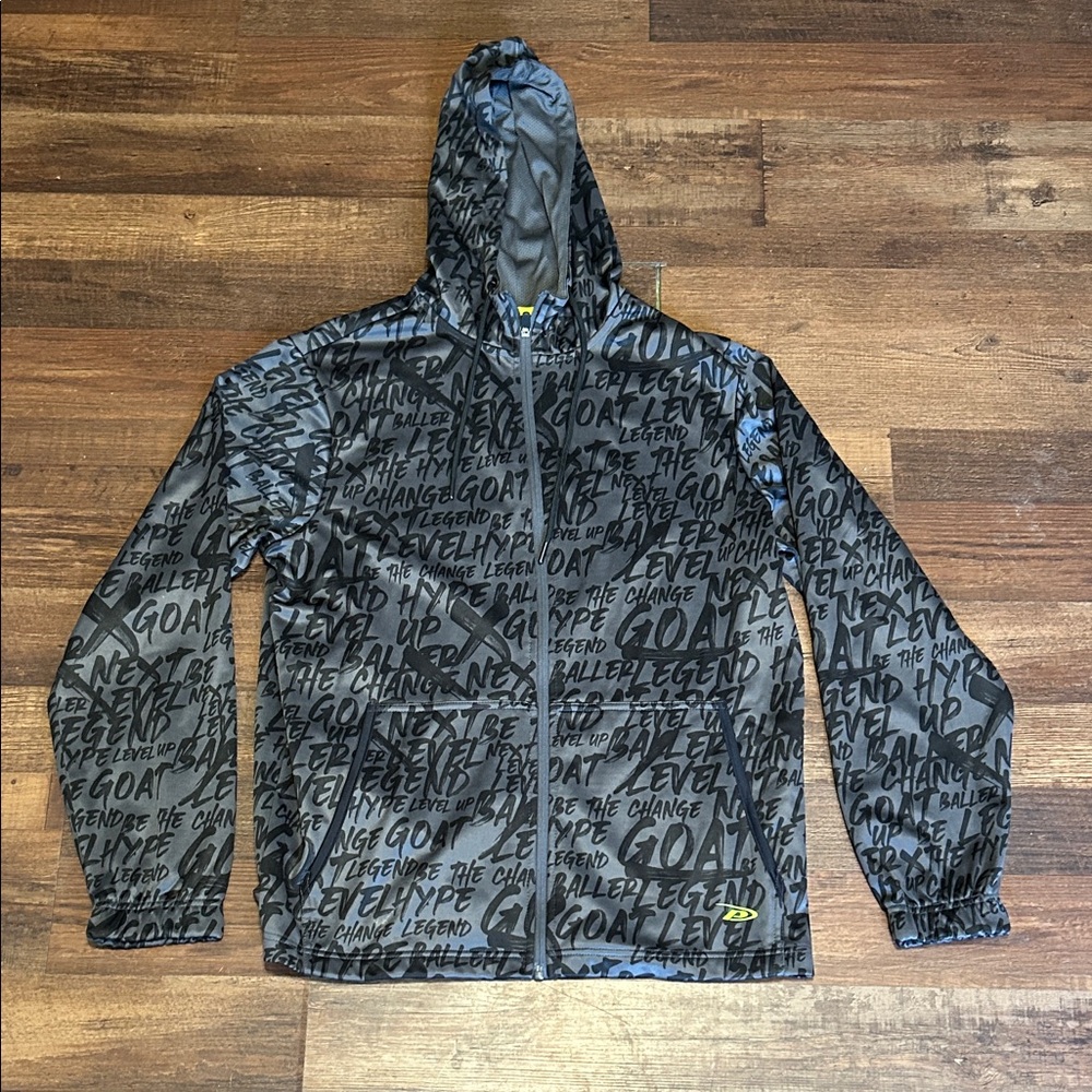 Pro Player Gray And Black Graffiti Jacket - Kids Medium